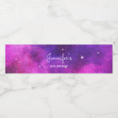 Roze en Paarse ruimte en sterren Faux Galaxy Birth Waterfles Etiket (Enkel label)