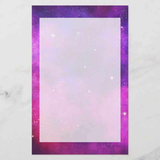 Roze en Paarse ruimte en sterren Faux Galaxy Briefpapier (Voorkant)