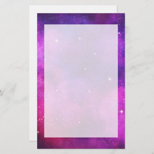 Roze en Paarse ruimte en sterren Faux Galaxy Briefpapier (Voorkant / Achterkant)