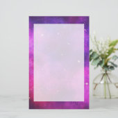 Roze en Paarse ruimte en sterren Faux Galaxy Briefpapier (Staand voorkant)