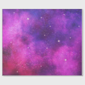 Roze en Paarse ruimte en sterren Faux Galaxy Cadeaupapier (Vlak)