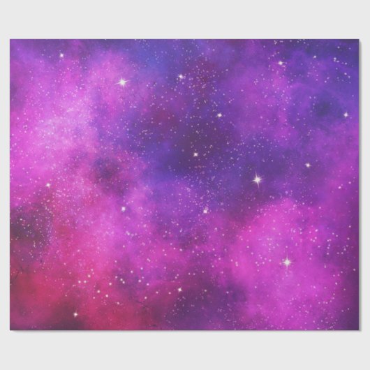 Roze en Paarse ruimte en sterren Faux Galaxy Cadeaupapier (Vlak)