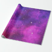 Roze en Paarse ruimte en sterren Faux Galaxy Cadeaupapier (Uitgerold)