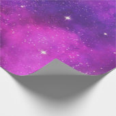 Roze en Paarse ruimte en sterren Faux Galaxy Cadeaupapier (Hoek)
