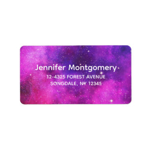 Roze en Paarse ruimte en sterren Faux Galaxy Etiket