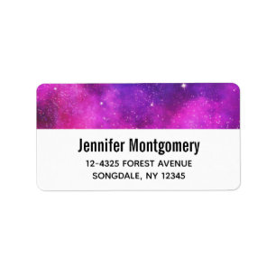 Roze en Paarse ruimte en sterren Faux Galaxy Etiket