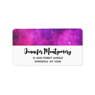 Roze en Paarse ruimte en sterren Faux Galaxy Etiket