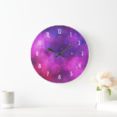 Roze en Paarse ruimte en sterren Faux Galaxy Grote Klok (Huis)