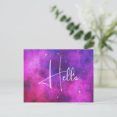 Roze en Paarse ruimte en sterren Faux Galaxy Hallo Briefkaart (Staand voorkant)