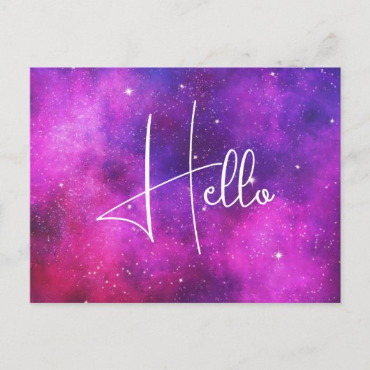 Roze en Paarse ruimte en sterren Faux Galaxy Hallo Briefkaart (Voorkant)