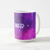 Roze en Paarse ruimte en sterren Faux Galaxy Koffiemok (Voorkant rechts)