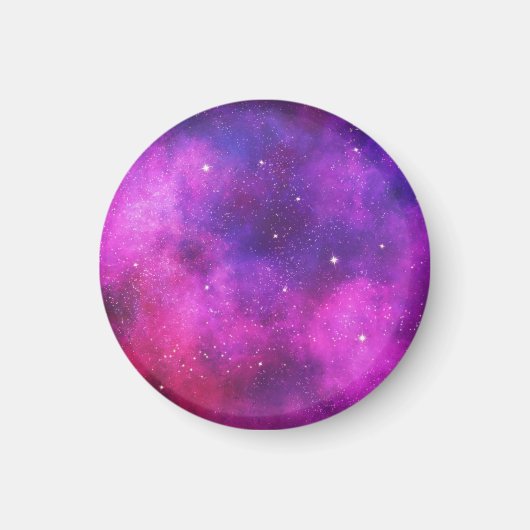 Roze en Paarse ruimte en sterren Faux Galaxy Magneet (Voorkant)