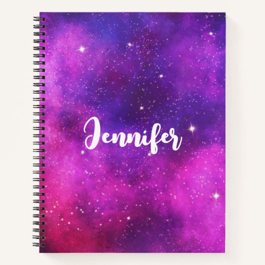 Roze en Paarse ruimte en sterren Faux Galaxy Notitieboek (Voorkant)