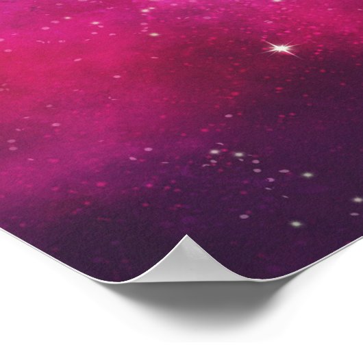 Roze en Paarse ruimte en sterren Faux Galaxy Poster (Hoek)
