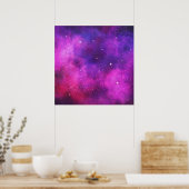 Roze en Paarse ruimte en sterren Faux Galaxy Poster (Keuken)