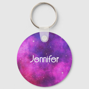 Roze en Paarse ruimte en sterren Faux Galaxy Sleutelhanger
