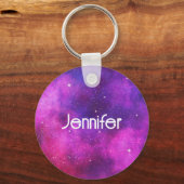 Roze en Paarse ruimte en sterren Faux Galaxy Sleutelhanger (Voorkant)