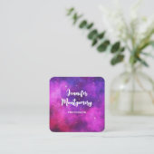 Roze en Paarse ruimte en sterren Faux Galaxy Squar Vierkante Visitekaartje (Staand voorkant)