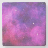 Roze en Paarse ruimte en sterren Faux Galaxy Stenen Onderzetter (Voorkant)