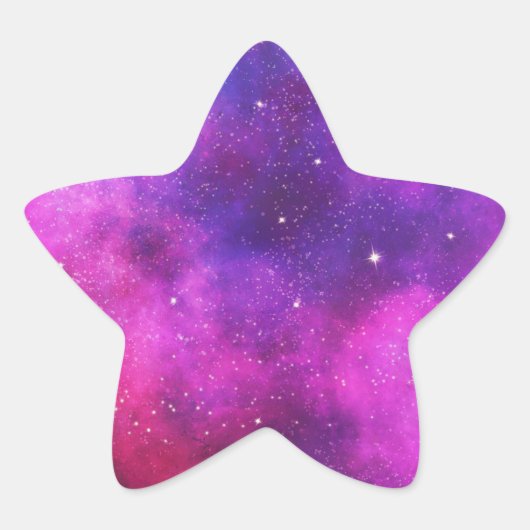 Roze en Paarse ruimte en sterren Faux Galaxy Ster Sticker (Voorkant)