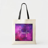 Roze en Paarse ruimte en sterren Faux Galaxy Tote Bag (Voorkant)