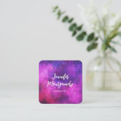 Roze en Paarse ruimte en sterren Faux Galaxy Vierkante Visitekaartje (Staand voorkant)