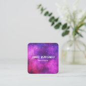 Roze en Paarse ruimte en sterren Faux Galaxy Vierkante Visitekaartje (Staand voorkant)