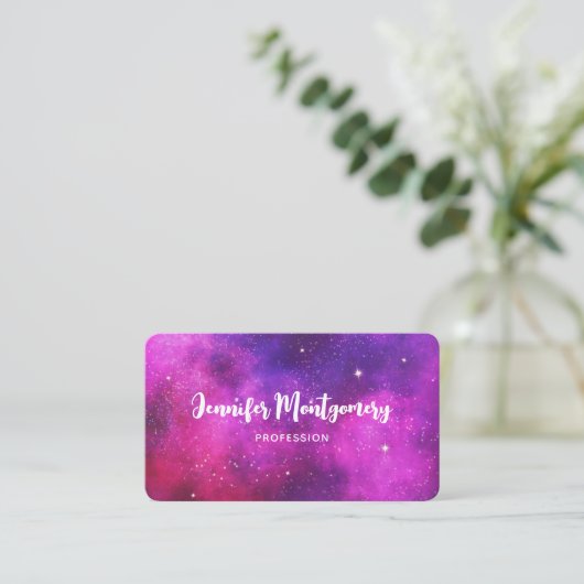 Roze en Paarse ruimte en sterren Faux Galaxy Visitekaartje (Staand voorkant)
