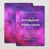 Roze en Paarse ruimte en sterren Faux Galaxy Wedde Kaart (Voorkant / Achterkant)
