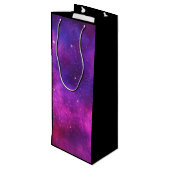 Roze en Paarse ruimte en sterren Faux Galaxy Wijn Cadeautas (Achterkant Gekanteld)