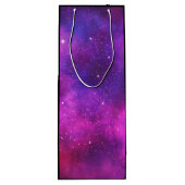 Roze en Paarse ruimte en sterren Faux Galaxy Wijn Cadeautas (Achterkant)