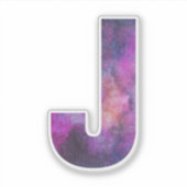 Roze en Paarse Ruimte Galaxy Letter J Sticker (Voorkant)