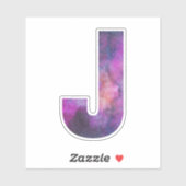 Roze en Paarse Ruimte Galaxy Letter J Sticker (Vel)