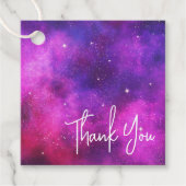 Roze en Paarse ruimte & sterren faux Galaxy Hartel Bedankjes Labels (Voorkant)