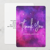 Roze en Paarse ruimte & sterren faux Galaxy Hartel Bedankkaart (Voorkant / Achterkant)