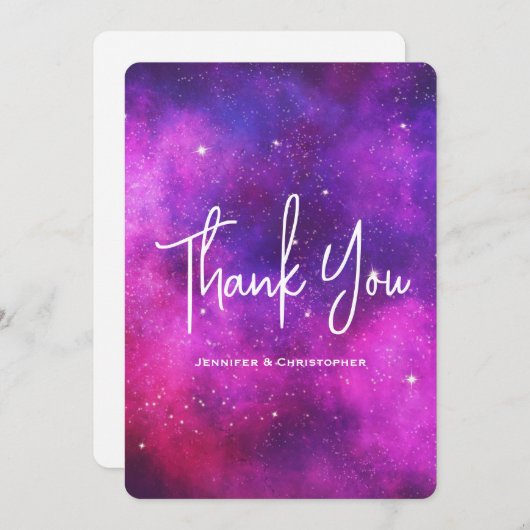 Roze en Paarse ruimte & sterren faux Galaxy Hartel Bedankkaart (Voorkant / Achterkant)