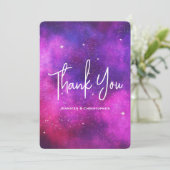 Roze en Paarse ruimte & sterren faux Galaxy Hartel Bedankkaart (Staand voorkant)