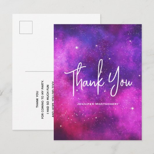 Roze en Paarse ruimte & sterren faux Galaxy Hartel Briefkaart (Voorkant / Achterkant)