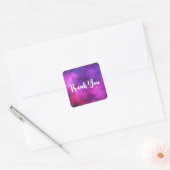 Roze en Paarse ruimte & sterren faux Galaxy Hartel Vierkante Sticker (Envelop)
