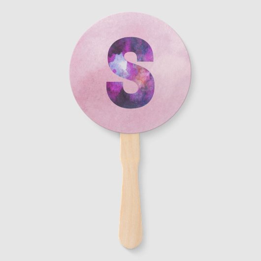 Roze en Paarse ruimtevaartsterrenbrief S Handwaaier (Achterkant)