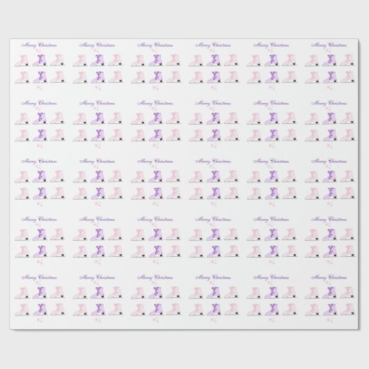 Roze en paarse schaatsen cadeaupapier (Vlak)