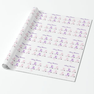 Roze en paarse schaatsen cadeaupapier
