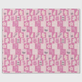 Roze en Paarse Schattigee en moderne kerst Cadeaupapier (Vlak)