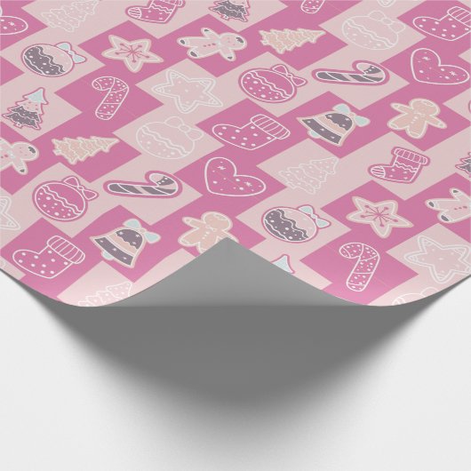 Roze en Paarse Schattigee en moderne kerst Cadeaupapier (Hoek)