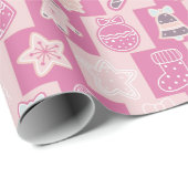 Roze en Paarse Schattigee en moderne kerst Cadeaupapier (Rol Hoek)