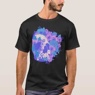 Roze en Paarse schedels en bloemen - bloemengotiek T-shirt