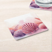 Roze en paarse schelpen kartonnen onderzetters (Schuin)
