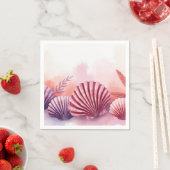 Roze en paarse schelpen servet (Insitu)