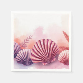 Roze en paarse schelpen  servet