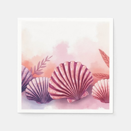 Roze en paarse schelpen servet (Voorkant)